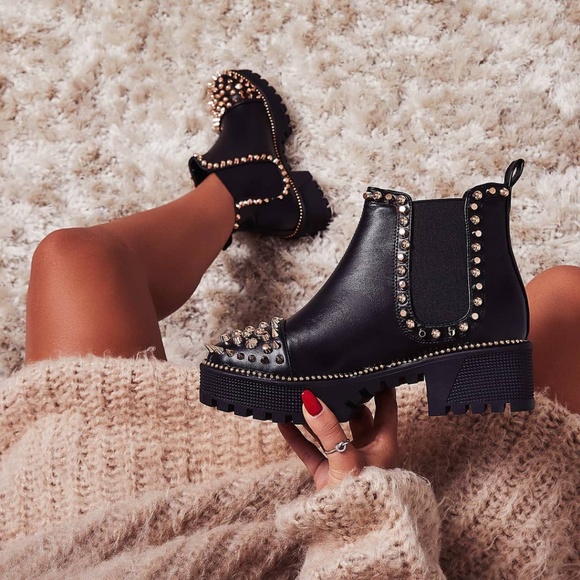 Last Size 9 🖤Platform Studded Spiked Lug Boot - Picture 5 of 8
